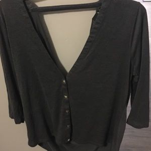 XL backless grey top with button front
